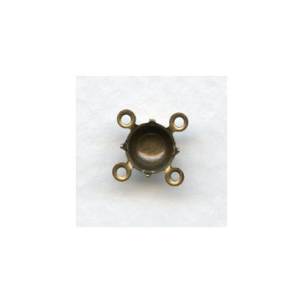 Round 6mm Setting 4 Loop Connector Oxidized Brass (12)