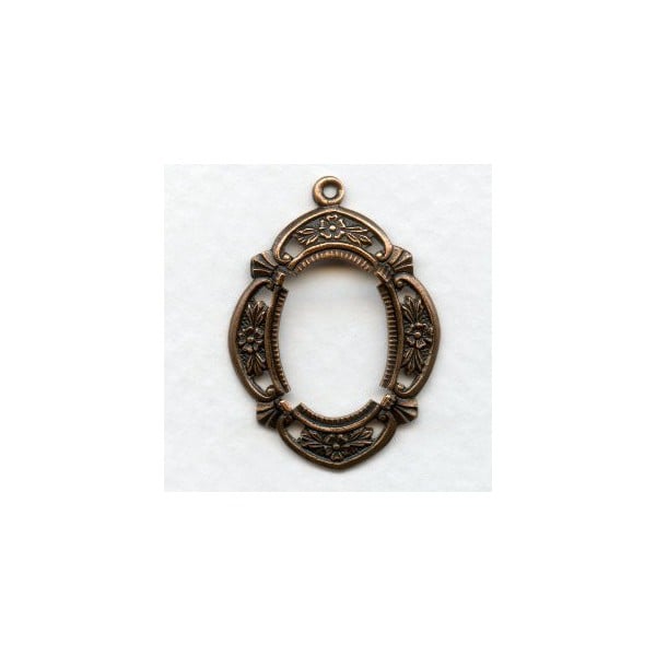 ^Fancy Floral Setting 18x13mm Oxidized Copper