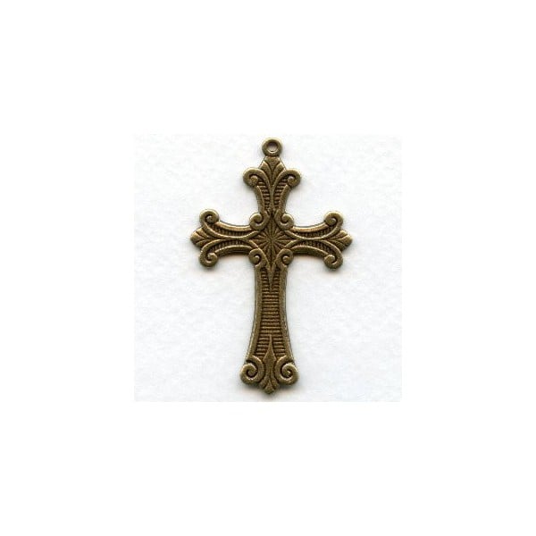 Cross Pendant Oxidized Brass Ornate Style (1)