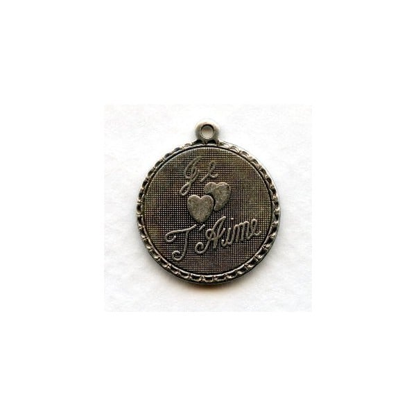 Je T'Aime French Charms Oxidized Silver Pendants