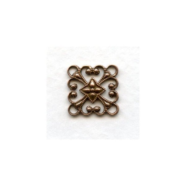 Square 12mm Filigree Connector Oxidized Copper (12)
