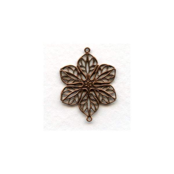 Filigree Flower Connectors Oxidized Copper (6)