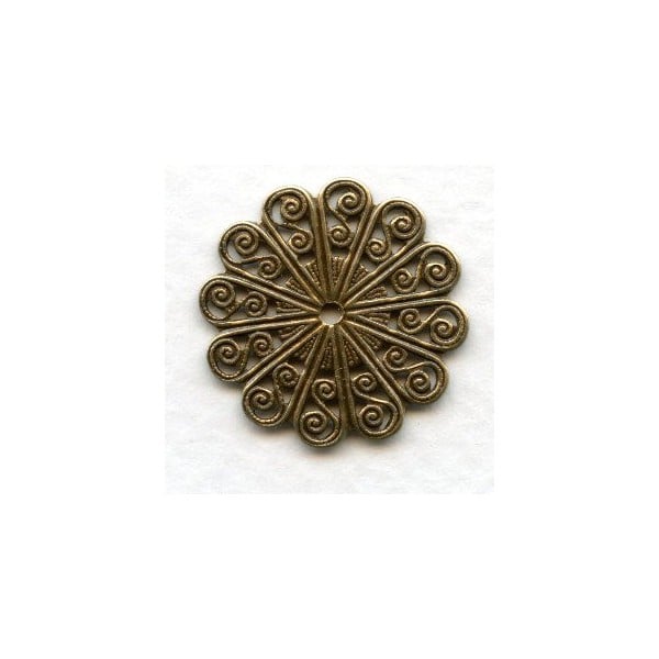 Round Flat Filigree Oxidized Brass 22mm (6)