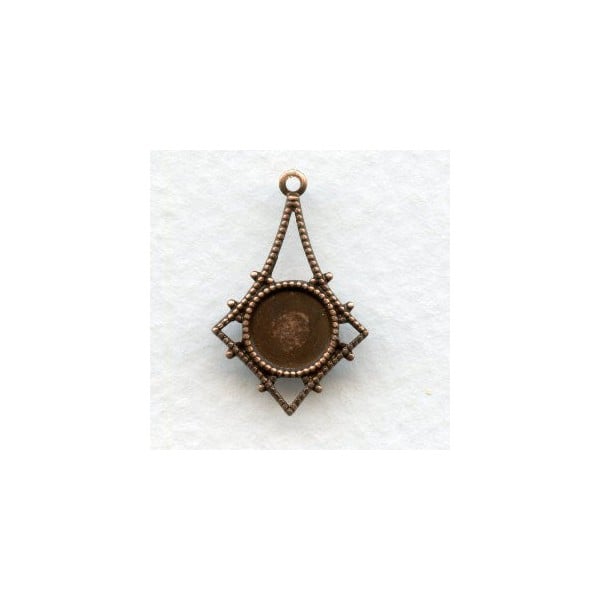 Delicate Oxidized Copper 7mm Setting Pendants (12)