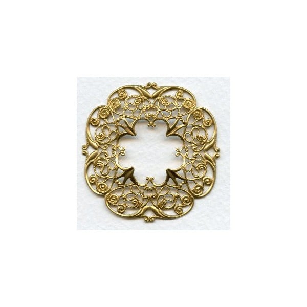 Openwork Detailed Filigree Frame Raw Brass