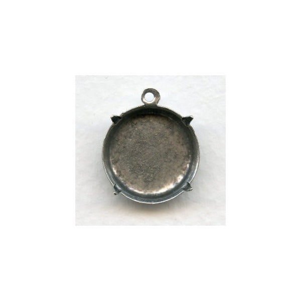 Round Closed Back 18mm Settings Oxidized Silver (6)