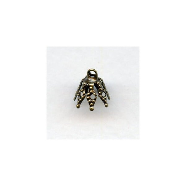 Filigree Bell Caps Up Eye Loops Oxidized Brass (24)