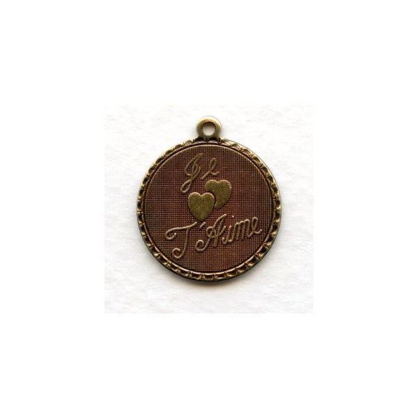 Je T'Aime French Charms Oxidized Brass Pendants