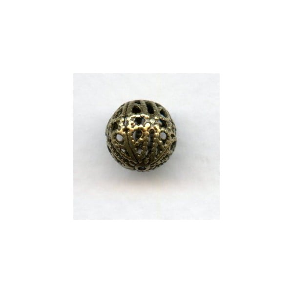 Dramatic Filigree Beads 10mm Round Oxidized Brass