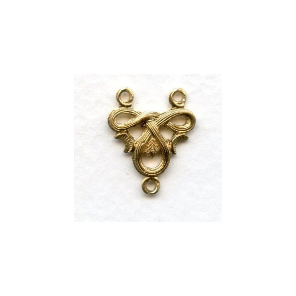 Fancy Two Strand Connectors Raw Brass (6)