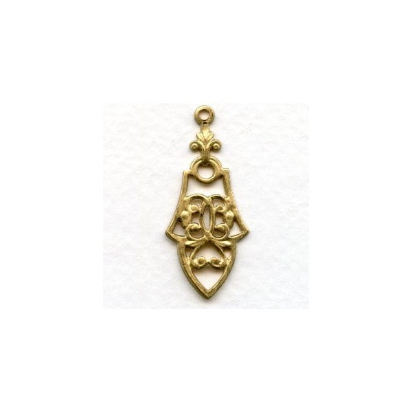 Pendant Drops Gothic Details Raw Brass 36mm