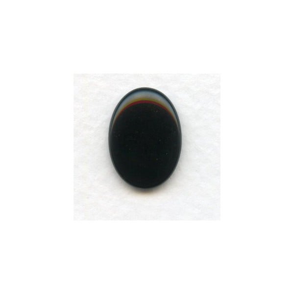 Jet Glass Cabochons Oval Buff-Tops 18x13mm (2)