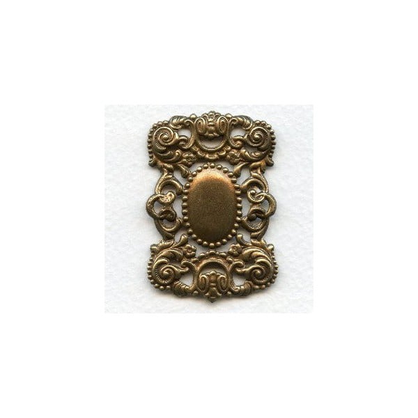 Ornate Openwork Rectangle Stamping Oxidized Brass