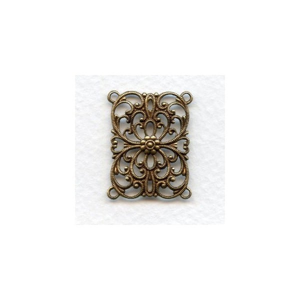 ^European Filigree Rectangle 28x22mm Oxidized Brass (1)