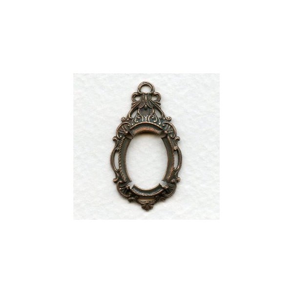 Ornate Drop Pendant Setting 18x13mm Oxidized Copper
