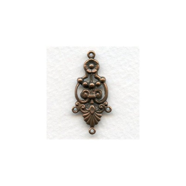 Ornate 3 Strand Connector Oxidized Copper