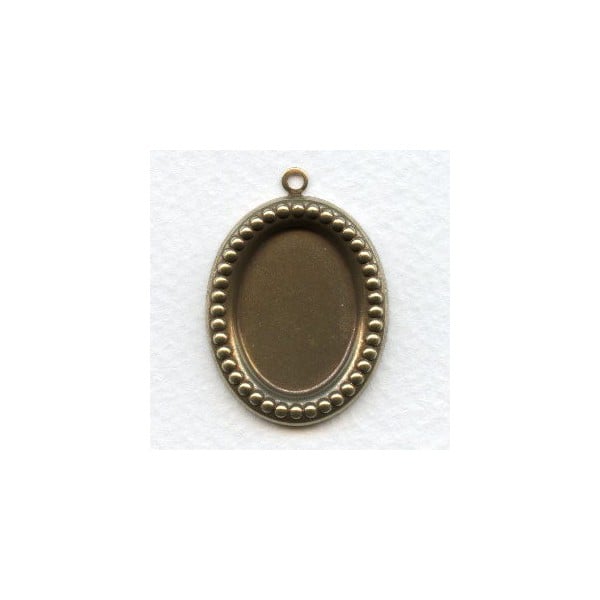 ^Beaded Edge Settings 25x18mm Oxidized Brass (6)