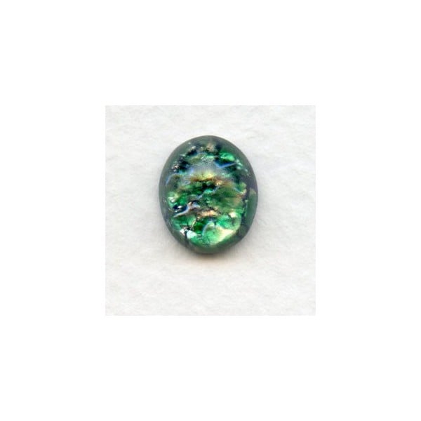 Green Glass Opal Cabochons Handmade 12x10mm