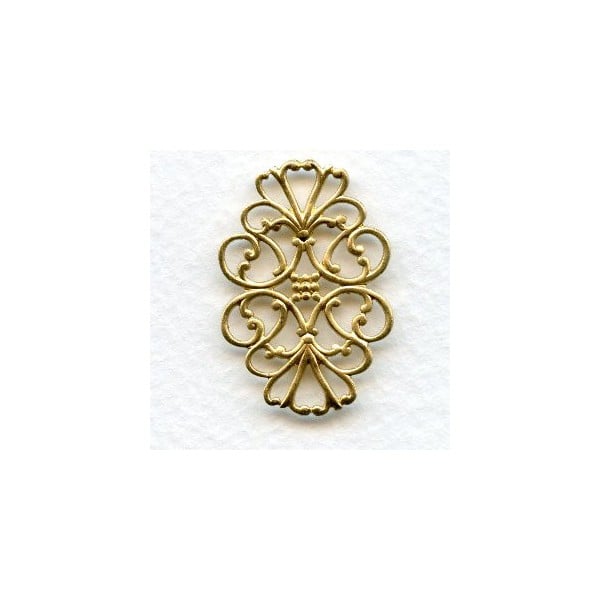 Filigree Flat Oval Connector Raw Brass (6)