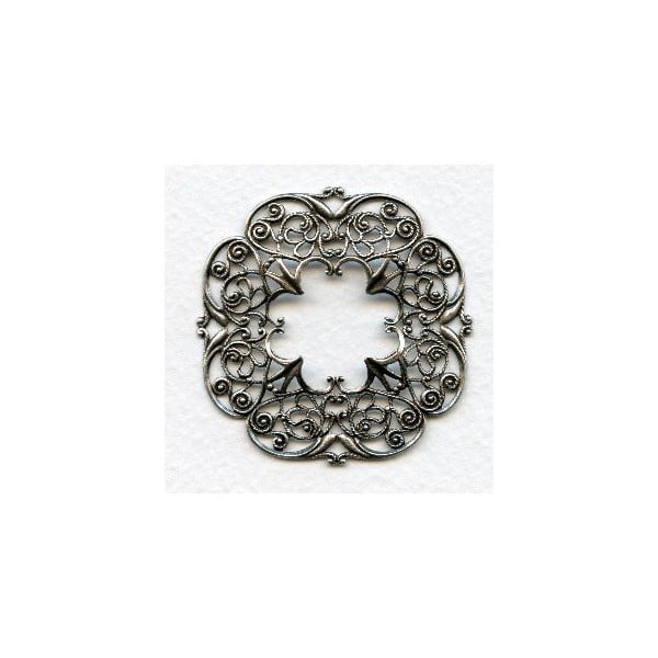 Openwork Detailed Filigree Framework Oxidized Silver