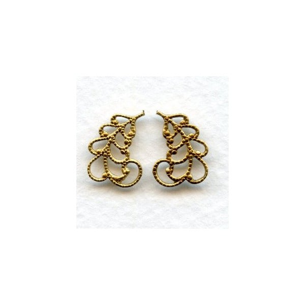 Filigree Leaves 14mm Right and Left Raw Brass (6 pairs)