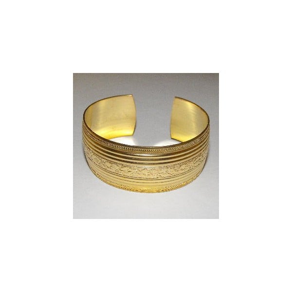 Floral Embossed Raw Brass Cuff 25mm