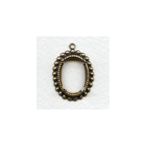 Beaded Border Settings 18x13mm Oxidized Brass