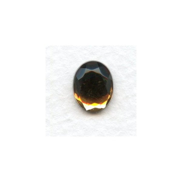 Smoked Topaz Glass Flat Back Stone 10x8mm Faceted Top
