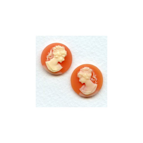 Cameos Ivory Portrait on Carnelian Background 18mm