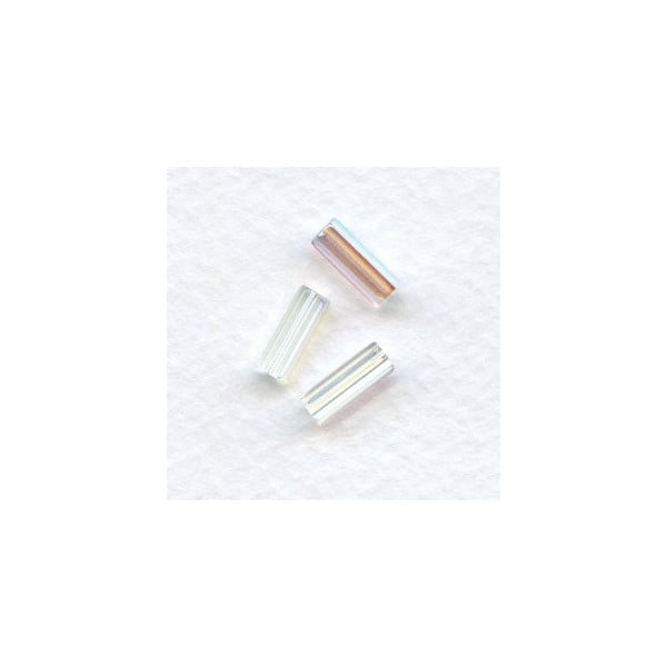 Crystal AB Czech Glass Hex Tube Beads 10x4mm