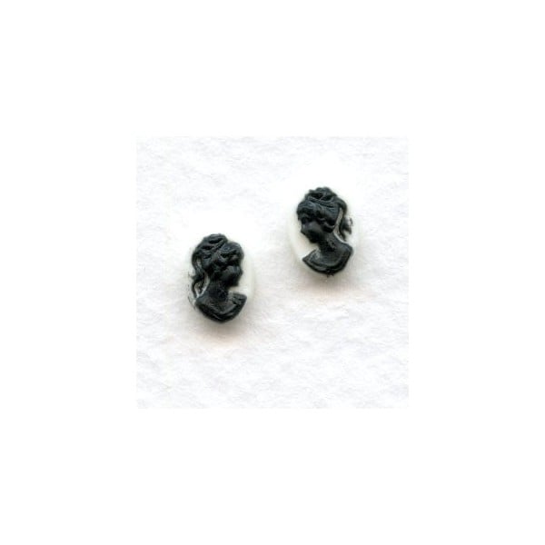 Cameos Black on White Background 8x6mm