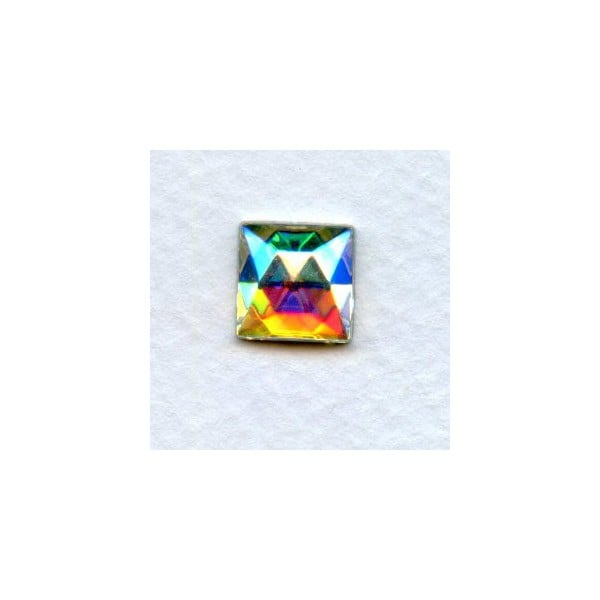 ^Crystal AB Square Glass Flat Back Stones 10x10mm