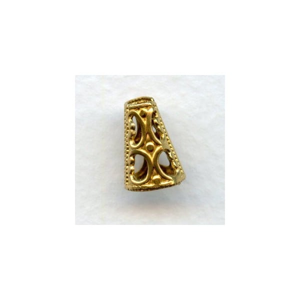 ^Cone Shape Filigree Bead Cap Raw Brass (6)