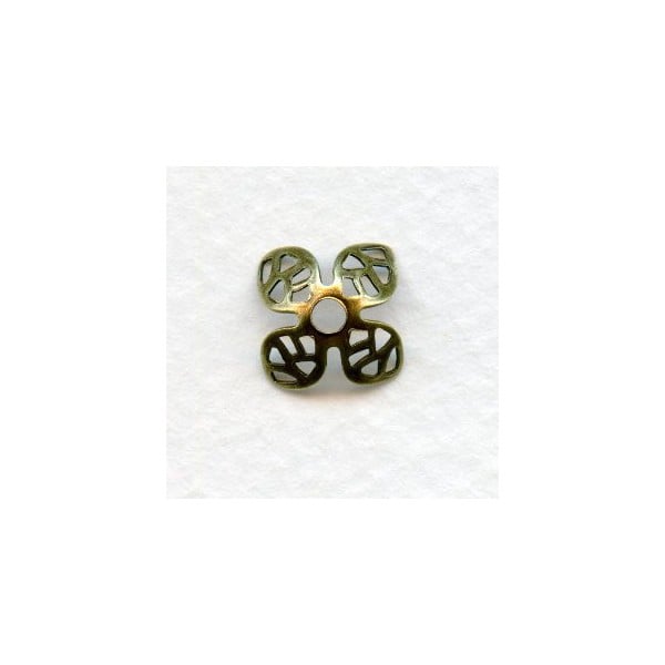 Bead Caps Openwork 14mm Oxidized Brass (24)