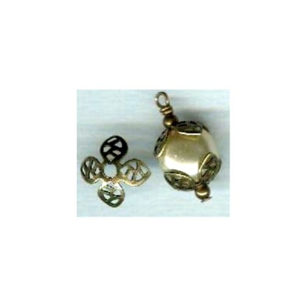 Bead Caps Openwork 14mm Oxidized Brass (24) - Image 2