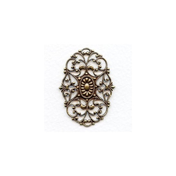 European Filigree Oval 44x34mm Oxidized Brass