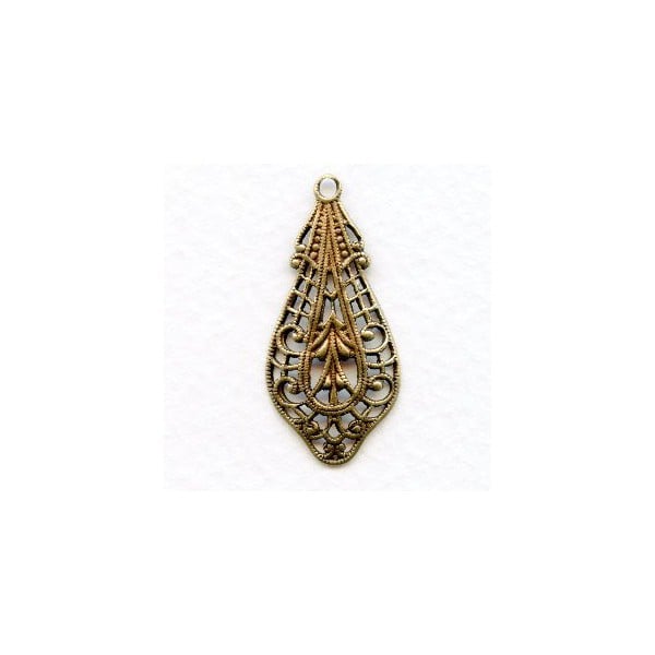 Filigree Pendant German Made Beautiful Details Brass (1)