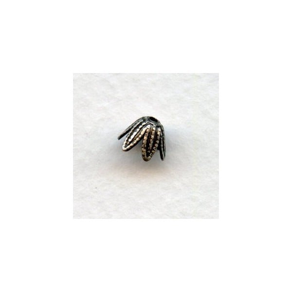Petal Bead Caps 8mm Oxidized Silver (6) - Image 2