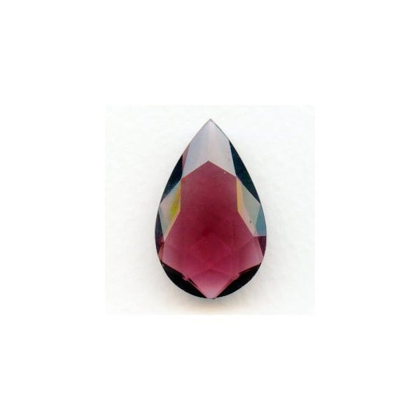 ^Amethyst Glass Pear Shaped Unfoiled Stone 32x20mm (1)