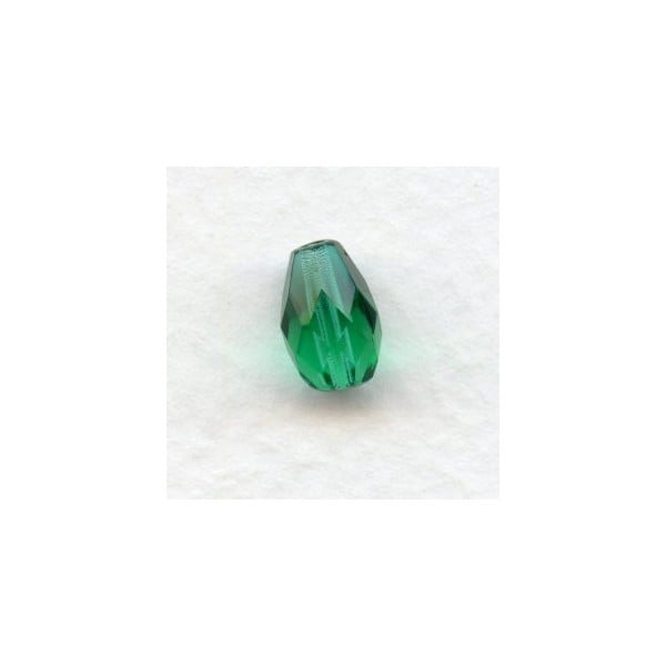 ^Emerald Fire Polished Glass Tear Drop Beads 10x7mm