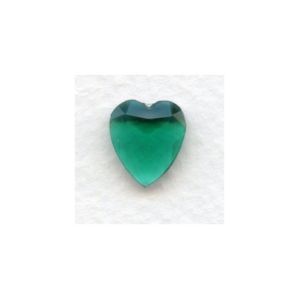 ^Emerald Glass Heart-Shape Stones Unfoiled 12x11mm