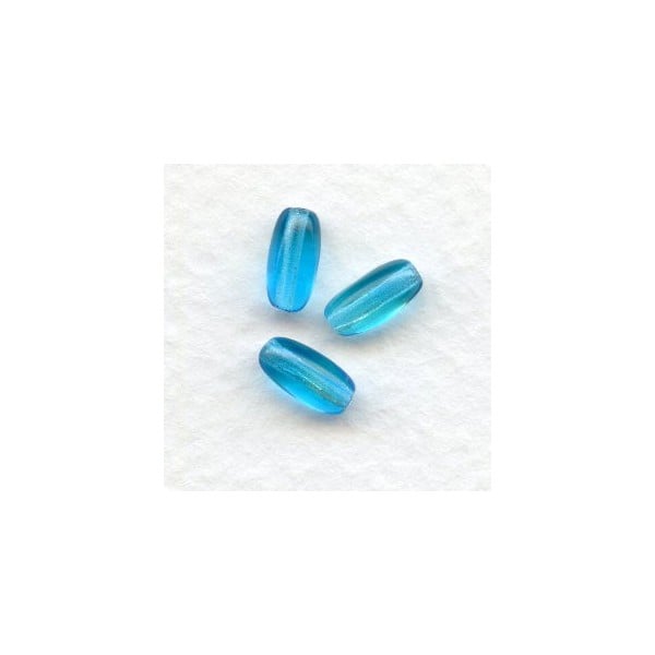Citrine and Aqua Two Tone Glass Rice Beads 13x4mm