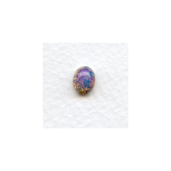 Pink Fire Opal Glass Cabochon European 8x6mm (2)