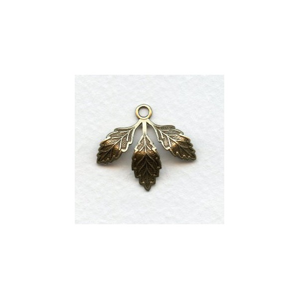 Leaf Cluster with Loop Oxidized Brass 28x23mm (6)