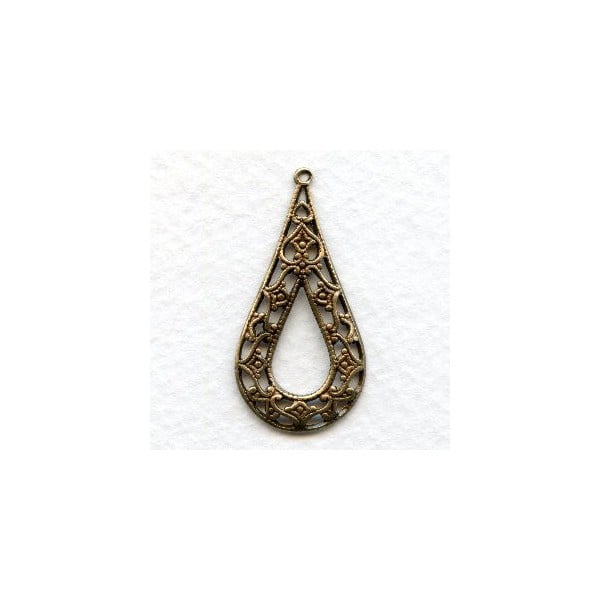 Grand Filigree Pendant Hoops Oxidized Brass 35mm (6)