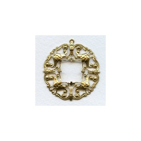 Ornately Detailed Filigree Pendant Frame Raw Brass (1)