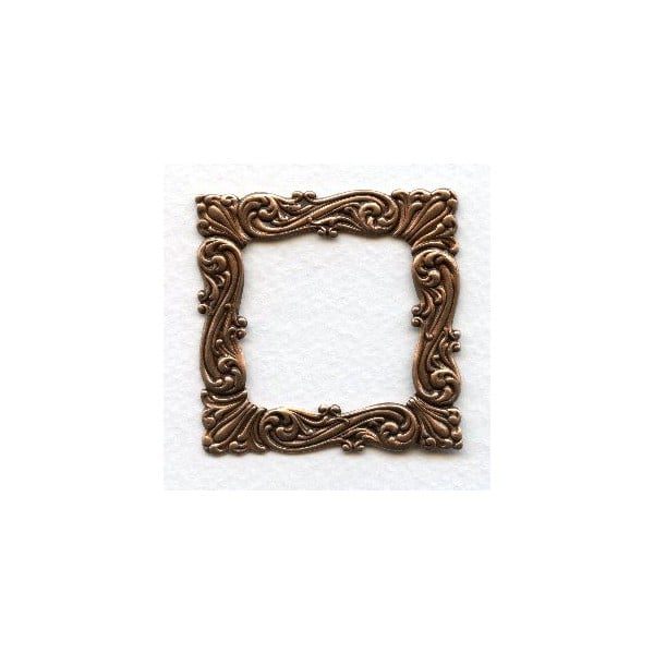 Ornate 47mm Square Stamping Oxidized Copper