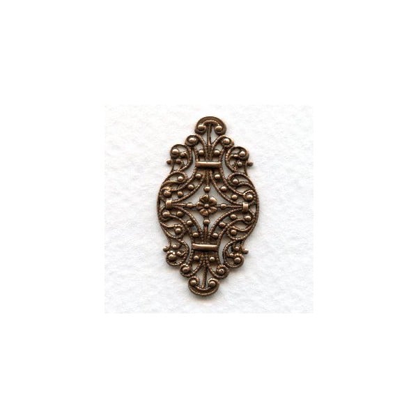 Victorian Style Filigree Oxidized Copper 33mm (6)