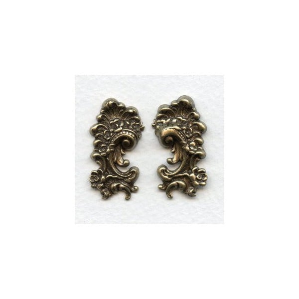 Victorian Detail Flourishes Right and Left Oxidized Brass