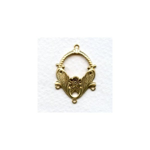 Ornate Floral 3 Strand Connectors Raw Brass (4)